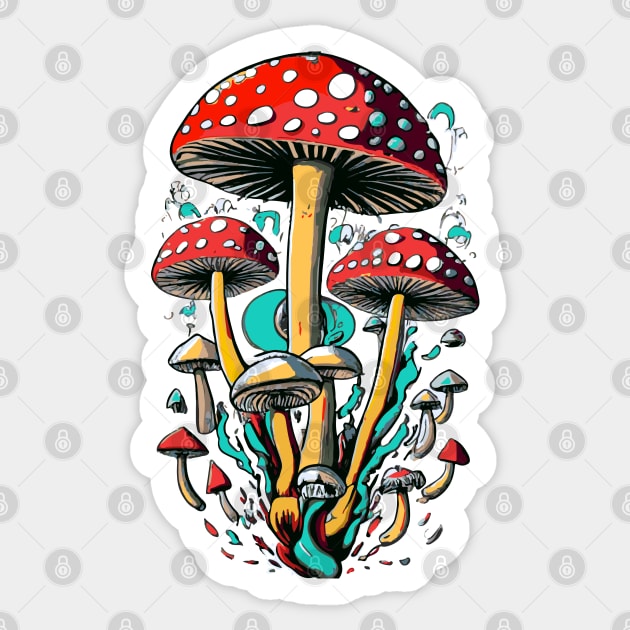 Magic Mushroom - Magic Mushrooms - Shrooms Sticker by BigWildKiwi